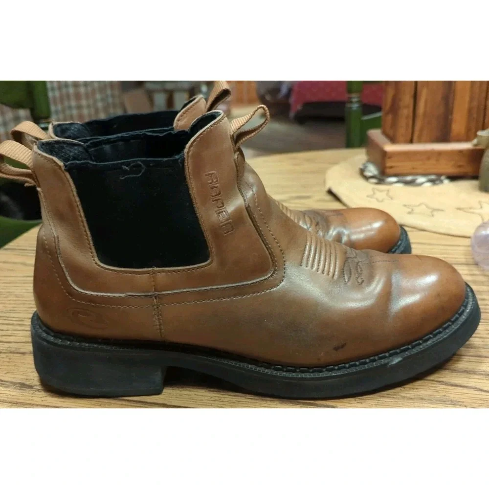 Roper Lucas Brown Leather Mens Chukka‎ Ankle Boots US 10.5 Non Slip Pull On